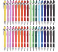 BAIFULAI Set di 36 penne a sfera con touchpen, di alta qualità, retrattili, in metallo, per ufficio e casa