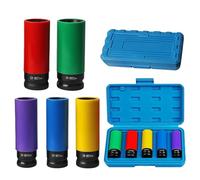 BAIFULAI Set di 5 dadi per avvitatore a percussione, attacco quadrato da 1/2", set di inserti per avvitatori a percussione e chiavi dinamometriche, 15 mm, 17 mm, 19 mm, 21 mm, 22 mm, set di dadi