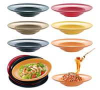 BAIFULAI Set di 6 piatti fondi, 4,5 x 23 cm, piatti fondi, riutilizzabili, diversi colori, piatti per spaghetti, piatti per pasta, insalate, bistecche