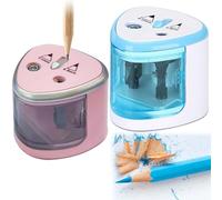 BAIFULAI Sharpener Elettrico per Matite: 2 Pezzi Affilatore Potente a Batteria per Matite da 6-8mm e 9-12mm, Sicuro e Preciso, Adatto per Scuola, Aula e Ufficio (Blu & Rosa)