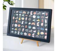 BAIFULAI Spilla vetrina, 35 x 24 cm, spilla contenitore con supporto, nero con chiusura a chiave, display per spille, aghi da collezione e medaglie
