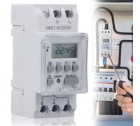 BAIFULAI Timer digitale per guida a guida guida, timer digitale con display LCD AC220 V 25 A, timer DIN per lampioni, lampade al neon (bianco)