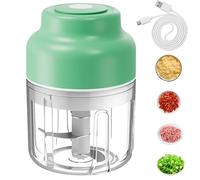 BAIFULAI Trituratore elettrico per trituratore per cipolla, 320 ml, mini trituratore multitrituratore con porta USB, 6 lame in acciaio inox, chhopper ricaricabile, trituratore di verdure, per tagliare