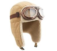 BAIFUMEN Cappello da aviatore con occhiali - Cappello da sci versatile Trapper, regolabile, per sport all'aria aperta, alla moda per uomo (giallo)