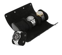 BAIGIO Scatola cilindrica per orologi con 3 scomparti, in pelle, per uomini e donne, colore nero
