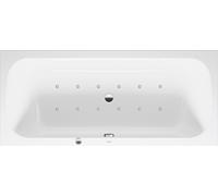 Baignoire balnéo Duravit Collection One, version à encastrer, double dos inclinés, bâti-support, garniture de vidage et de trop-plein, système Air, 1800x800mm, 760614000AS0000, 760614000AS0000