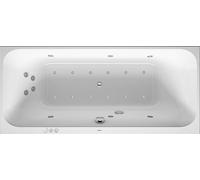 Baignoire balnéo Duravit Happy D.2, version à encastrer, double dos inclinés, bâti-support, garniture de vidage et de trop-plein, Combi-Système P, 1800x800mm, 760314000CP1000, 760314000CP1000