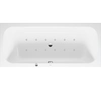 Baignoire balnéo Duravit Quatego, version à encastrer, double dos inclinés, bâti-support, garniture de vidage et de trop-plein, système Air, 1800x800mm, 760614000AS0000, 760614000AS0000
