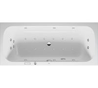 Baignoire balnéo Duravit Quatego, version à encastrer, double dos inclinés, bâti-support, garniture de vidage et de trop-plein, système Combi E, 1800x800mm, 760614000CE1000, 760614000CE1000