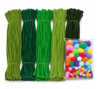 Baiinjiene 500 scovolini per pipe, fiori, 5 sfumature di colore verde | Set creativo da 600 pezzi per artigianato natalizio, adulti e principianti, decorazione per stanze, progetti scolastici