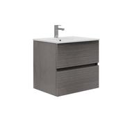 Baikal Bagno Onyx, 2 cassetti, sospeso a Parete, con lavabo in Ceramica. Mobile Montato, Melamina 16, 70, Cenere, 60 cm