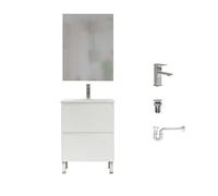 Baikal Confezione Mobile, Legno Ceramica Acciaio Inossidabile plastica, Bianco, 60 cm