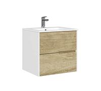 Baikal Mobile bagno Gavin, 2 cassetti, sospeso a parete. Include lavabo in ceramica. Varie finiture. Consegnato assemblato. Senza Specchio 60 cm Nature