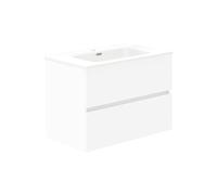 Baikal Mobile da bagno Due cassetti, sospeso alla parete con lavabo. Melamina 16. Mobile montato. Mobile da 70 cm bianco senza specchio