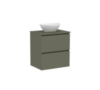 Baikal Mobile da bagno Klay. Mobile montato. 2 cassetti sospesi con lavabo sopra il piano di lavoro. Armadio da bagno. Lavabo Ceramico. 60 cm verde muschio.