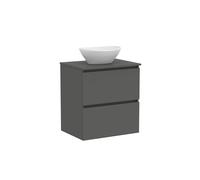 Baikal Mobile da bagno Klay. Mobile montato. 2 cassetti sospesi con lavabo sopra il piano di lavoro. Armadio da bagno. Lavabo Ceramico. 60 cm Bardolino.