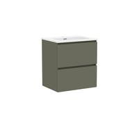 Baikal Mobile da bagno Klay. Mobile montato. 2 cassetti sospesi con lavandino. Armadio da bagno. Lavabo Ceramico. 60 cm verde muschio.