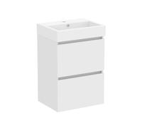 Baikal Mobile da bagno Mini. Mobile montato. 2 cassetti sospesi con lavandino. Armadio da bagno. Lavabo Ceramico. 45 cm Bianco Opaco.