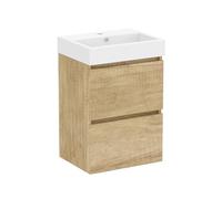 Baikal Mobile da bagno Mini. Mobile montato. 2 cassetti sospesi con lavandino. Armadio da bagno. Lavabo Ceramico. 45 cm Nature.