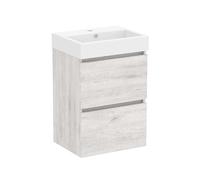 Baikal Mobile da bagno Mini. Mobile montato. 2 cassetti sospesi con lavandino. Armadio da bagno. Lavabo Ceramico. 45 cm argento.