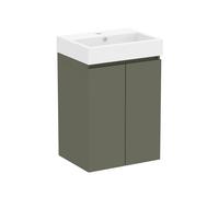 Baikal Mobile da bagno Mini. Mobile montato. 2 porte sospese con lavandino. Armadio da bagno. Lavabo Ceramico. 45 cm verde muschio.