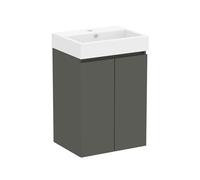 Baikal Mobile da bagno Mini. Mobile montato. 2 porte sospese con lavandino. Armadio da bagno. Lavabo Ceramico. 45 cm grigio scuro.