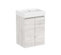 Baikal Mobile da bagno Mini. Mobile montato. 2 porte sospese con lavandino. Armadio da bagno. Lavabo Ceramico. 45 cm argento.