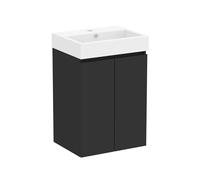 Baikal Mobile da bagno Mini. Mobile montato. 2 porte sospese con lavandino. Armadio da bagno. Lavabo Ceramico. 45 cm nero opaco.