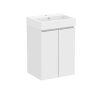 Baikal Mobile da bagno Mini. Mobile montato. 2 porte sospese con lavandino. Armadio da bagno. Lavabo Ceramico. 45 cm Bianco Opaco.