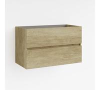 Baikal Mobile da bagno modulare a 2 cassetti, sospeso a parete, modulo da bagno, in melammina 16 mm. Mobile montato. Combinabile con qualsiasi top. Mobile 2 cassetti 90 cm Nature