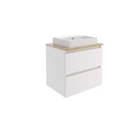 Baikal Mobile da bagno Nilo. Mobile montato. 60 cm bianco 2 cassetti sospeso con lavabo su piano di lavoro da 46 cm