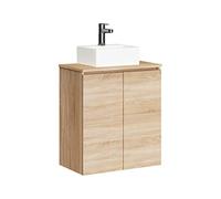Baikal Mobile da bagno Onyx con fondo ridotto, speciale per bagni e piccoli manici. Mobile sospeso a parete con lavabo in ceramica su piano.