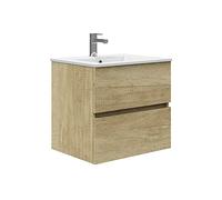 Baikal Mobile da bagno Onyx. Sospeso a parete, con lavabo in ceramica. Varie finiture e misure. Mobile montato. 2 cassetti 60 Nature
