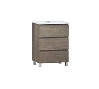 Baikal Mobile da bagno TRIX, distribuzione a 3 cassetti, con gambe e lavabo in ceramica. Melamina 16 mm. Diverse misure e finiture disponibili. Mobile montato