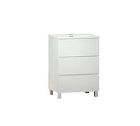 Baikal Mobile da bagno TRIX, distribuzione a 3 cassetti, con gambe e lavabo in ceramica. Melamina 16 mm. Diverse misure e finiture disponibili. Mobile montato