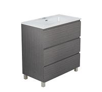 Baikal Mobile da bagno TRIX, distribuzione a 3 cassetti, con gambe e lavabo in ceramica. Melamina 16 mm. Diverse misure e finiture disponibili. Mobile montato