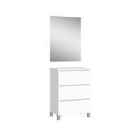 Baikal Neo, Melammina 16 mm Ceramica Mobili da Bagno con lavabo e Specchio, Bianco, 50 cm