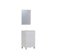Baikal Neo, Melammina 16 mm Ceramica Mobili da Bagno con lavabo e Specchio, Bianco, 50 cm