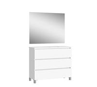 Baikal Neo, Melammina 16 mm Ceramica Mobili da Bagno con lavabo e Specchio, Bianco, 90 cm