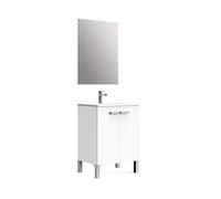 Baikal Neo, Melammina 16 mm Ceramica Specchio Mobili da Bagno con lavabo, Bianco, 60 cm