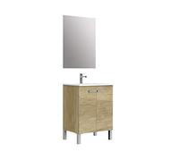 Baikal Neo, Melammina 16 mm Ceramica Specchio Mobili da Bagno con lavabo, Natura, 60 cm
