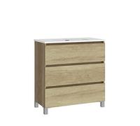 Baikal, Set da bagno Natura. Mobile da bagno con fondo ridotto, con lavabo in ceramica. Distribuzione Tre cassetti. Mobile montato. Tre cassetti senza specchio. Profondità 36 cm 80 cm Nature