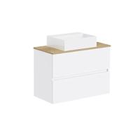 Baikal Set da bagno Natura. Mobile da bagno con fondo ridotto, con lavabo in ceramica su piano di lavoro. Mobile sospeso. Mobile montato. Due cassetti senza specchio 70 cm Profondità di 39 cm