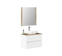 Baikal Set di mobili da bagno Duo, con lavandino. Mobile sospeso a parete con lavabo in ceramica. Varie finiture e misure. Mobile montato.