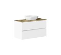 Baikal Set di mobili da bagno Duo, con lavandino. Mobile sospeso a parete con lavabo in ceramica. Varie finiture e misure. Mobile montato.