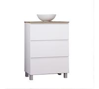 Baikal Set di mobili da bagno Ness, speciale per piccoli bagni. Mobile da fondo ridotto di 36 cm, con lavabo in ceramica. Mobile montato. Tre cassetti 60 cm Bianco