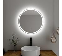 Baikal Specchio da bagno rotondo | Diametro 60 cm | LED frontale | Touch con anti-appannamento | Tonalità 3500 K/4000 K/6000 K | Specchio con luce | Specchio con LED.