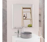 Baikal Specchio da bagno, specchio con lato in legno. Opzione con e senza LED. Stili che si adattano al bagno o a qualsiasi stanza della casa. 90 x 80 cm Laterale Legno Bianco