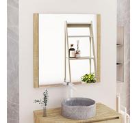 Baikal Specchio da bagno, specchio con lato in legno. Opzione con e senza LED. Stili che si adattano al bagno o a qualsiasi stanza della casa. 80 x 80 cm Laterale Legno Nature