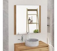 Baikal Specchio da bagno, specchio con lato in legno. Opzione con e senza LED. Stili che si adattano al bagno o a qualsiasi stanza della casa. 80 x 80 cm Laterale Legno Teka